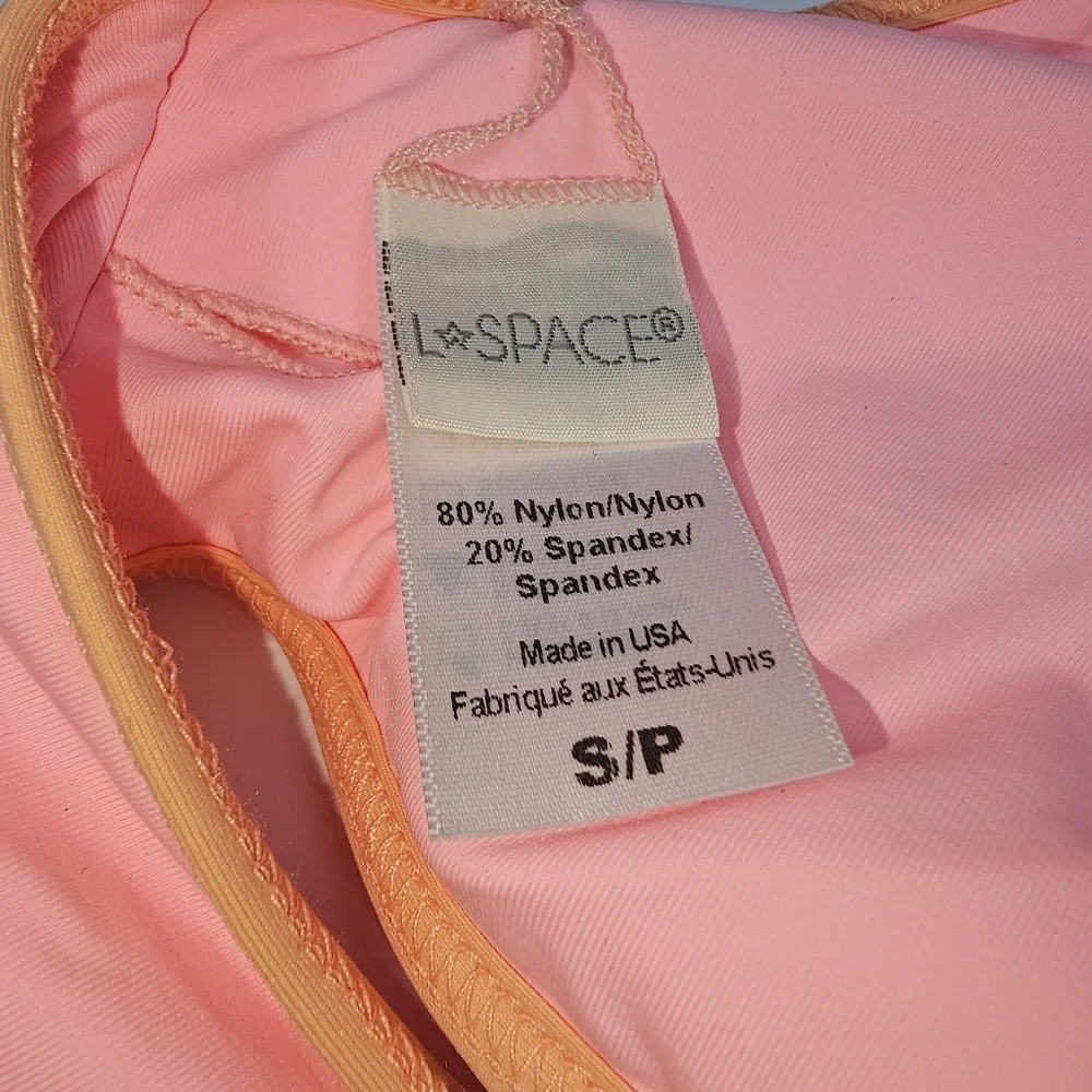 L*Space Pamela Bikini Top S Neon Pink Orange Racerback Bralette Swim NWOT